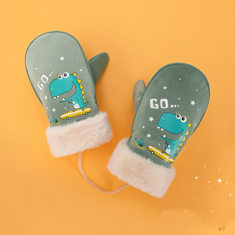 Cute Warm and Velvet Pupil Lanyard Mittens