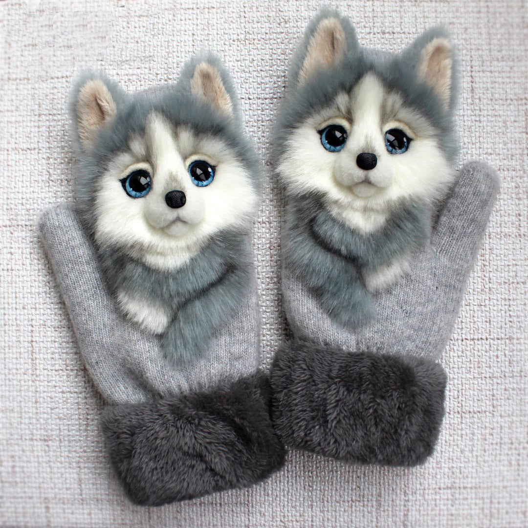 Cartoon Animal Autumn  Warm Mittens